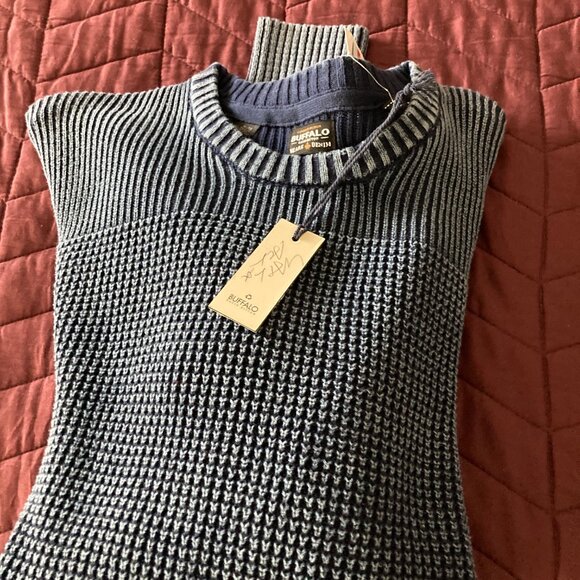 weaterproof brand men's crew neck blue denim sweater size XL nwt - Picture 5 of 8